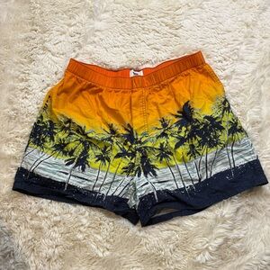Old Navy mens hybrid tropical Beach graphic Shorts medium no liner 2” inseam